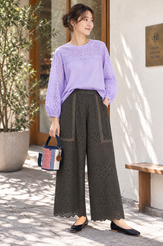 The Cotton Lace Wide Pants