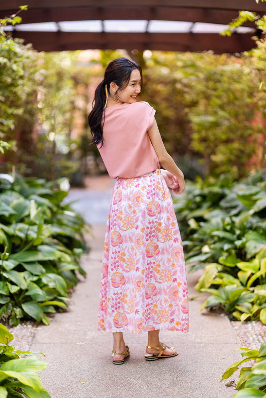 Block floral cotton voile skirt detail, UNIQKY