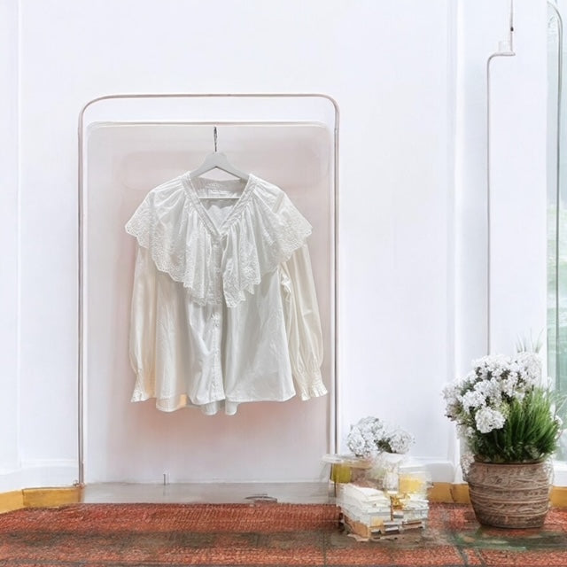 Cotton blouse collar lace, UNIQKY