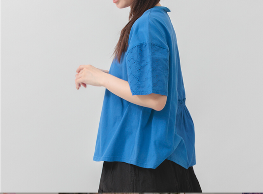 Gathered sleeve cotton blouse detail, UNIQKY