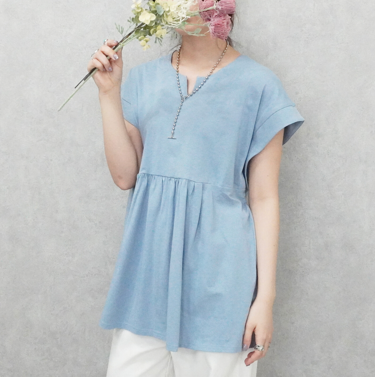 Cotton knit peplum tee, UNIQKY