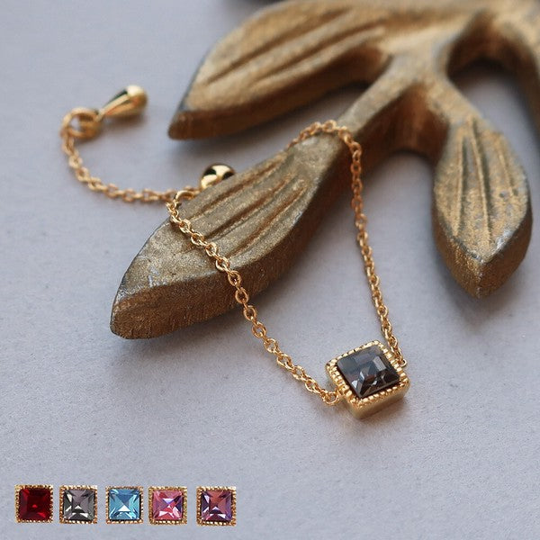 Japanese handmade gemstone chain ring, adjustable, UNIQKY