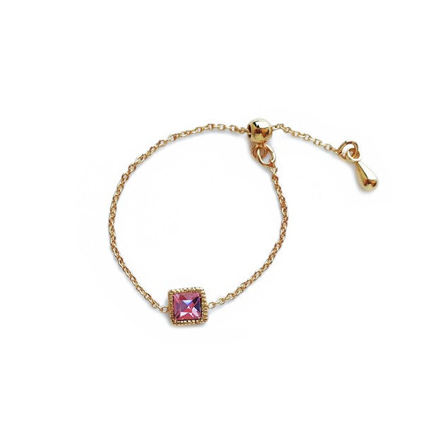 Aqua made in Japan nickel-free gemstone chain ring