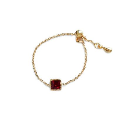 Ruby made in Japan nickel-free gemstone chain ring