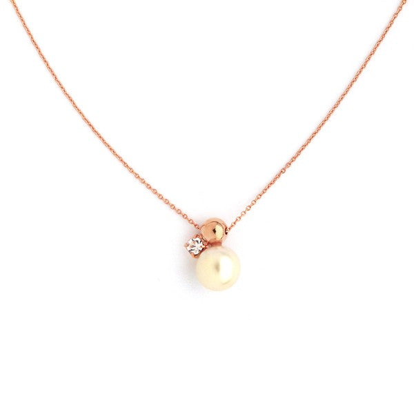 Pink gold made in Japan nickel-free pearl necklace