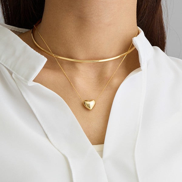 Model wearing Japanese handmade nickel-free heart pendant necklace