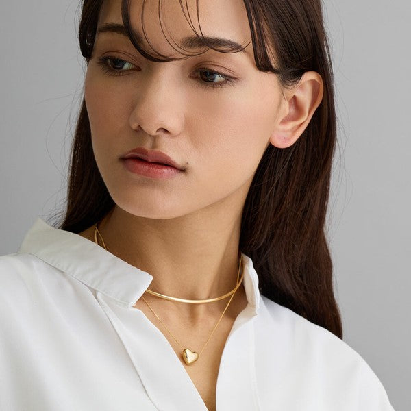 Japanese handmade nickel-free heart pendant necklace on model