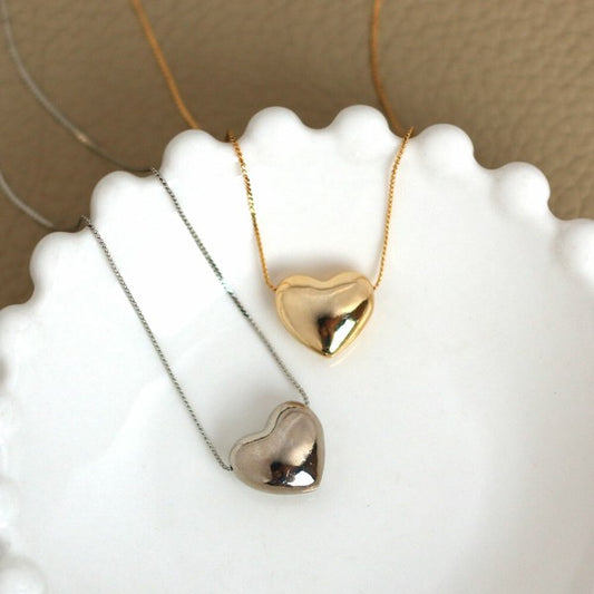 Japanese handmade heart pendant necklace, K18 gold, UNIQKY