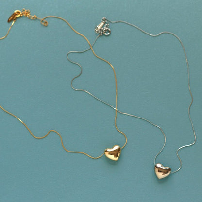 Gold and silver Japanese handmade nickel-free heart pendant necklaces