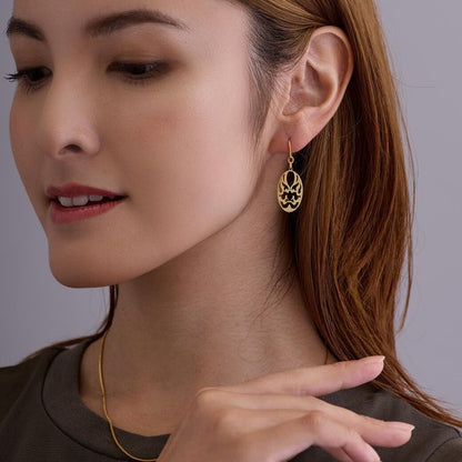 Japanese paper-cut motif nickel-free earrings styling