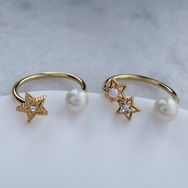 Made in Japan nickel-free star and pearl ring styles