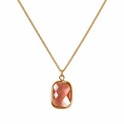 Coral Pink Japanese handmade nickel-free crystal pendant necklace