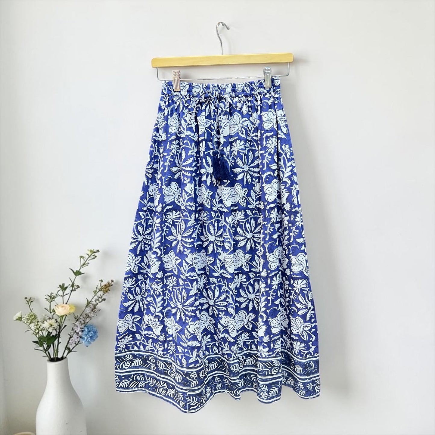 Flower-border block-print cotton skirt detail, UNIQKY