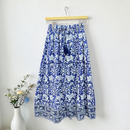 Flower-border block-print cotton skirt detail, UNIQKY