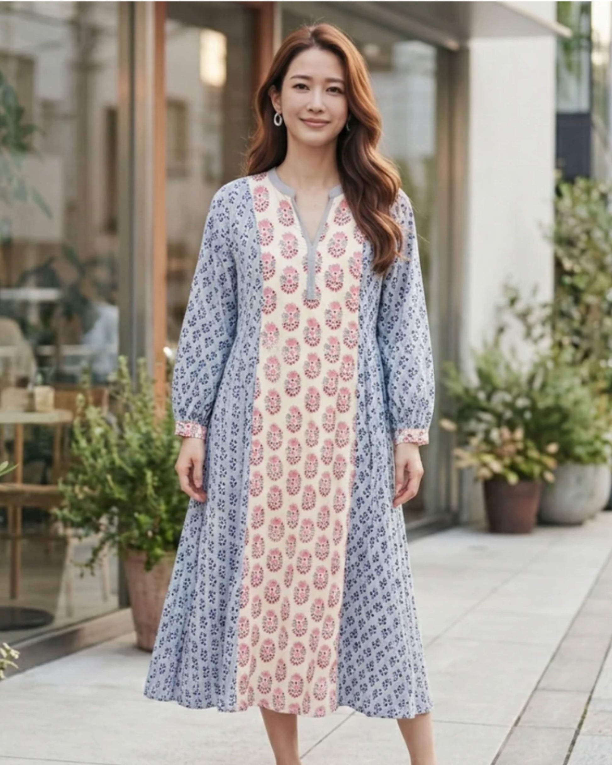 Elegant handcrafted-inspired panel dress