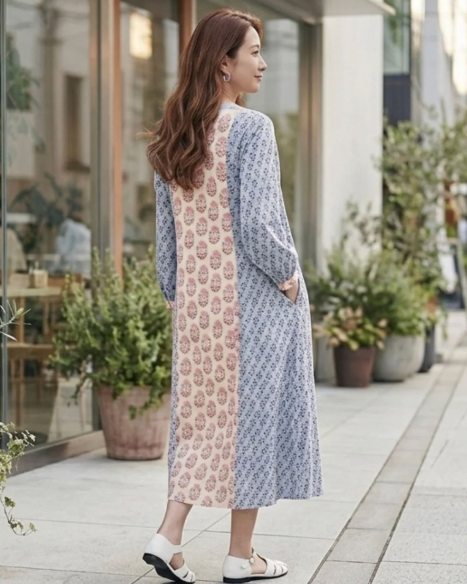 Elegant handcrafted-inspired panel dress