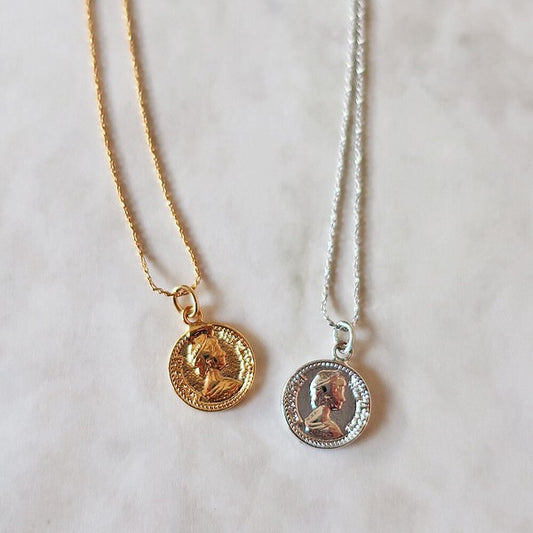 Small coin pendant necklace, made in Japan, UNIQKY