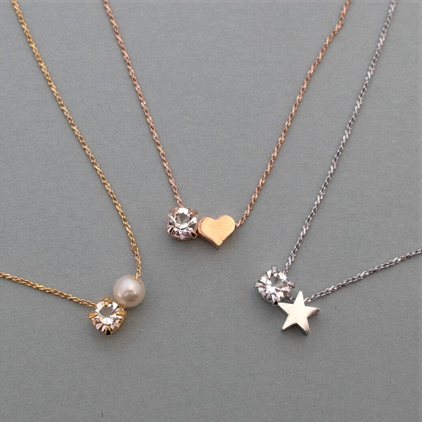 Heart and star charm necklace detail, UNIQKY