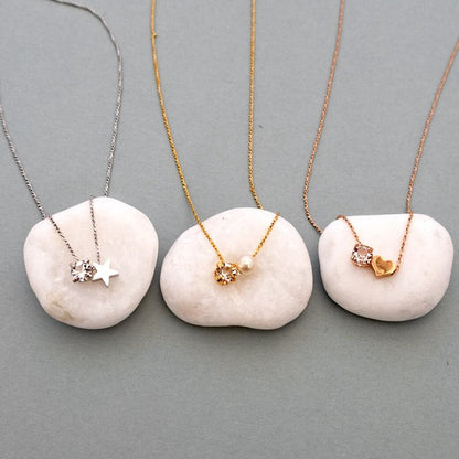 Heart and star charm necklace styled, UNIQKY