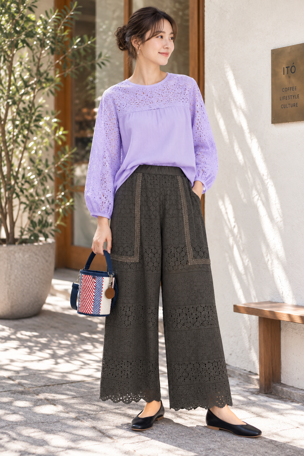 The Cotton Lace Wide Pants