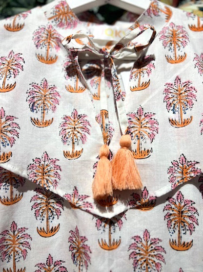 Cotton sleeveless collar blouse print, UNIQKY
