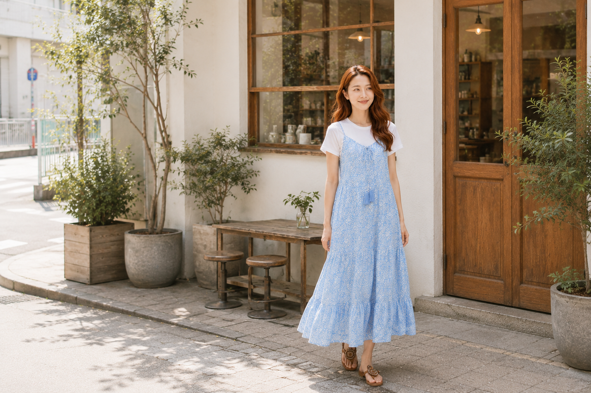 The Camellia Tier Dress — Cambric Cotton Maxi