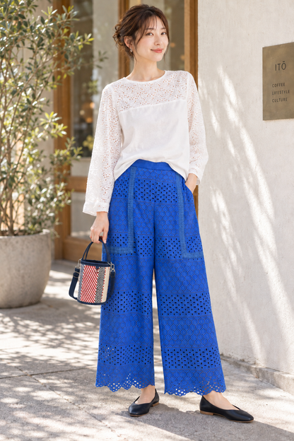 The Cotton Lace Wide Pants