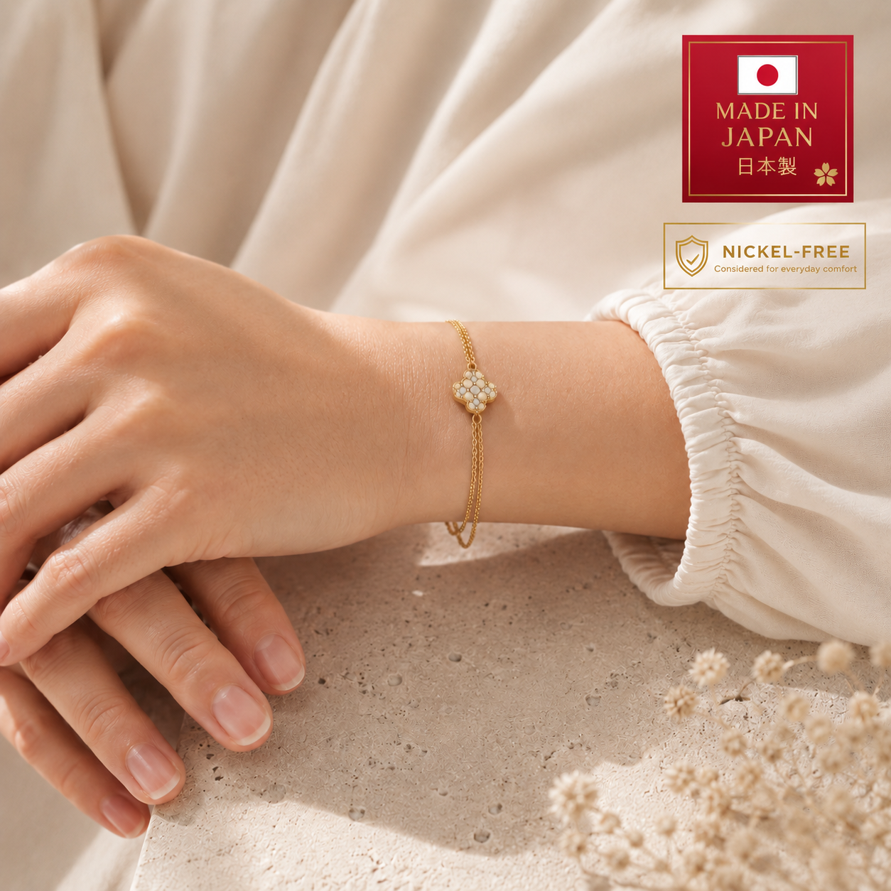 Japanese Handmade Pearl Flower Bracelet