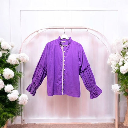 Handmade cotton stand-collar blouse, UNIQKY
