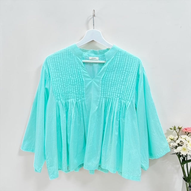 Cotton blouse chest pintuck detail, UNIQKY