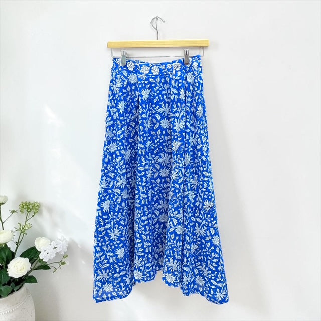 Block-print cotton flare skirt movement, UNIQKY
