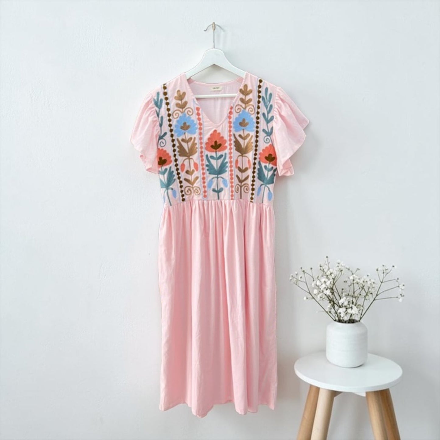 Mint embroidered cotton dress, UNIQKY