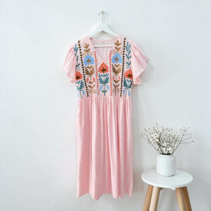 Mint embroidered cotton dress, UNIQKY