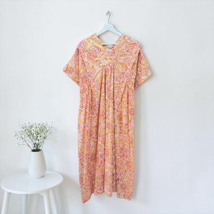 The Ribbon Back Dress — Block-Print Cotton Maxi