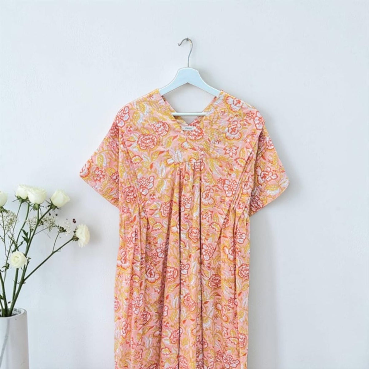 The Ribbon Back Dress — Block-Print Cotton Maxi