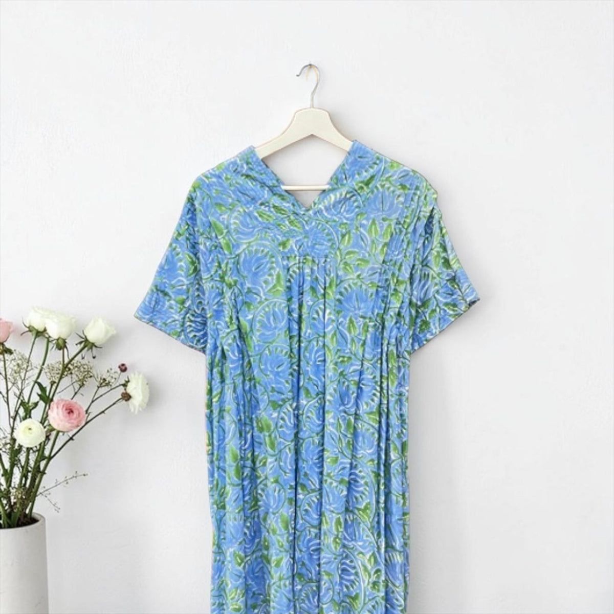 The Ribbon Back Dress — Block-Print Cotton Maxi