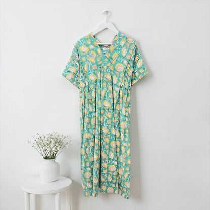 The Ribbon Back Dress — Block-Print Cotton Maxi