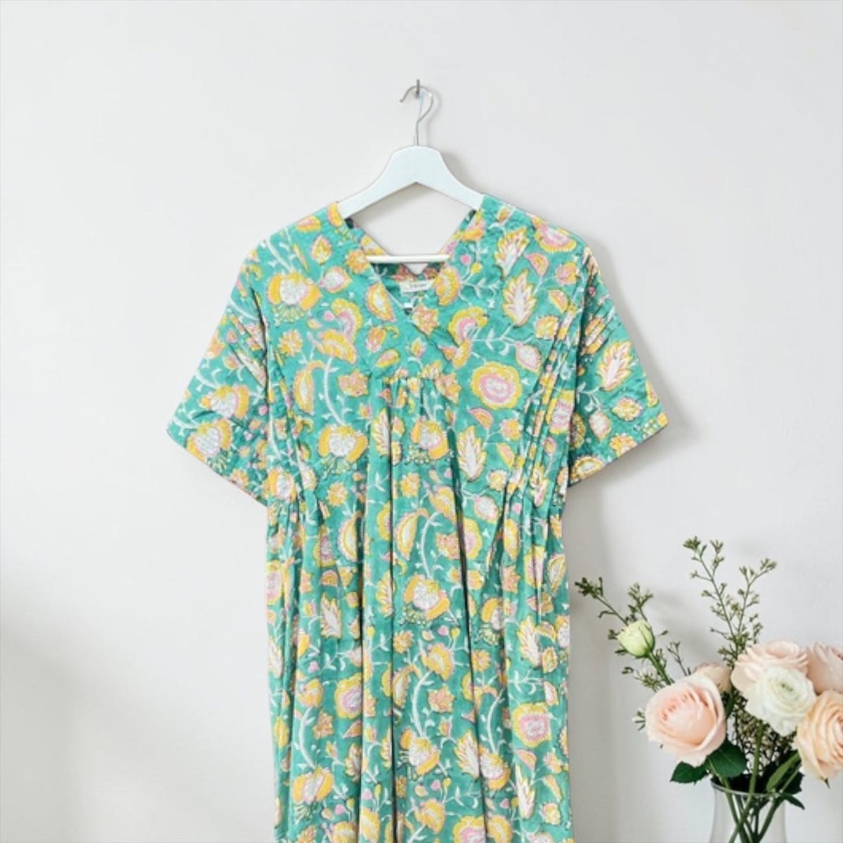 The Ribbon Back Dress — Block-Print Cotton Maxi