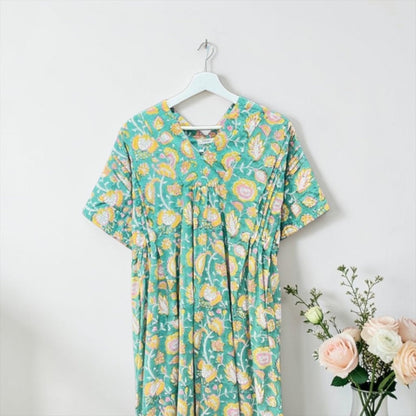 The Ribbon Back Dress — Block-Print Cotton Maxi