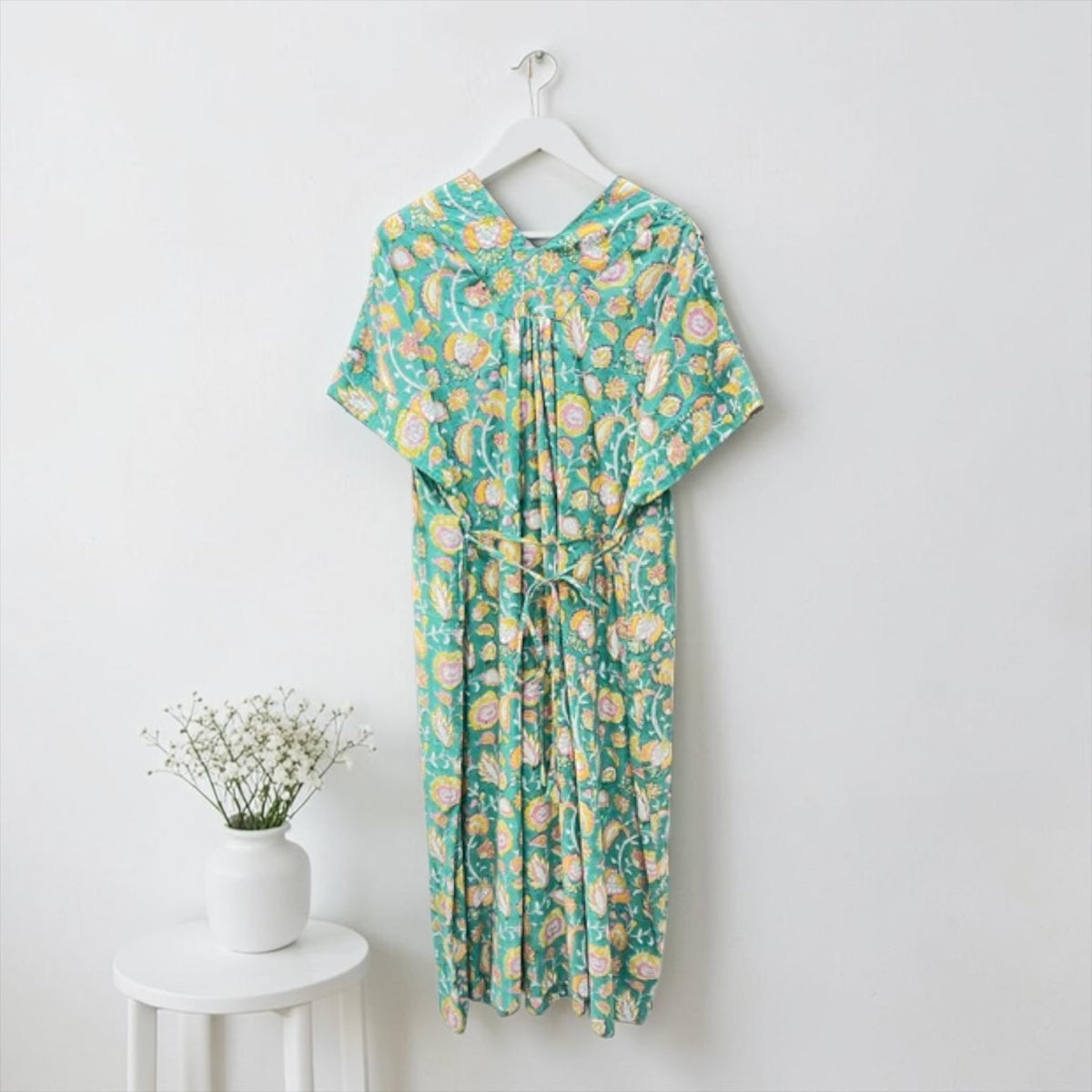 The Ribbon Back Dress — Block-Print Cotton Maxi