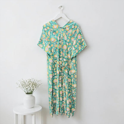 The Ribbon Back Dress — Block-Print Cotton Maxi