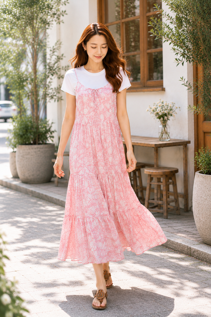 The Camellia Tier Dress — Cambric Cotton Maxi