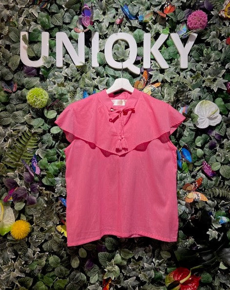 Sleeveless collar cotton blouse detail, UNIQKY