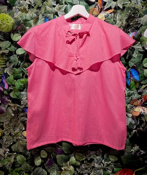 Cotton sleeveless collar blouse in pink, UNIQKY