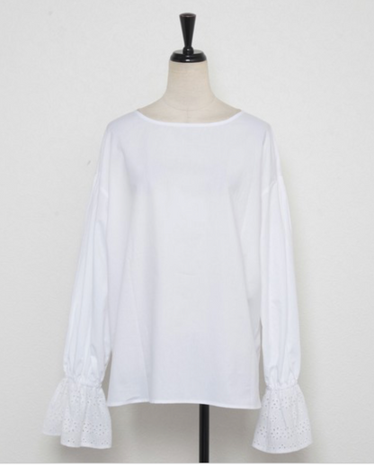Cotton blouse candy sleeve lace, UNIQKY