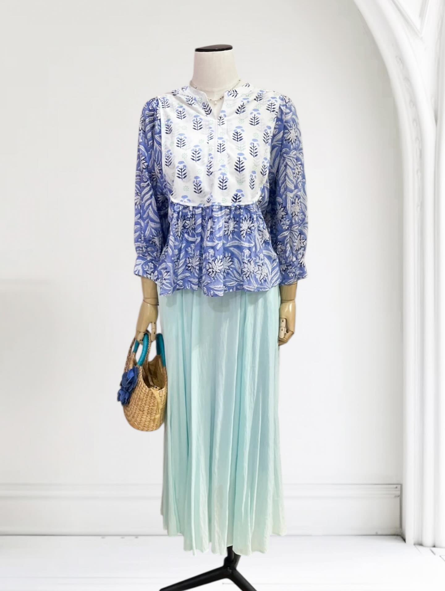 Block-print floral cotton blouse, UNIQKY