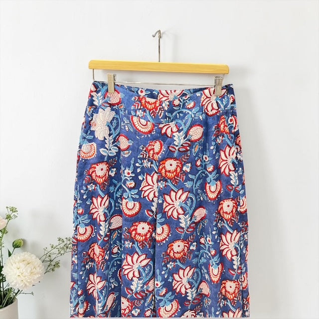 Blue wide-leg cotton relax pants, UNIQKY