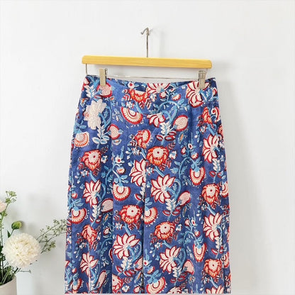 Blue wide-leg cotton relax pants, UNIQKY