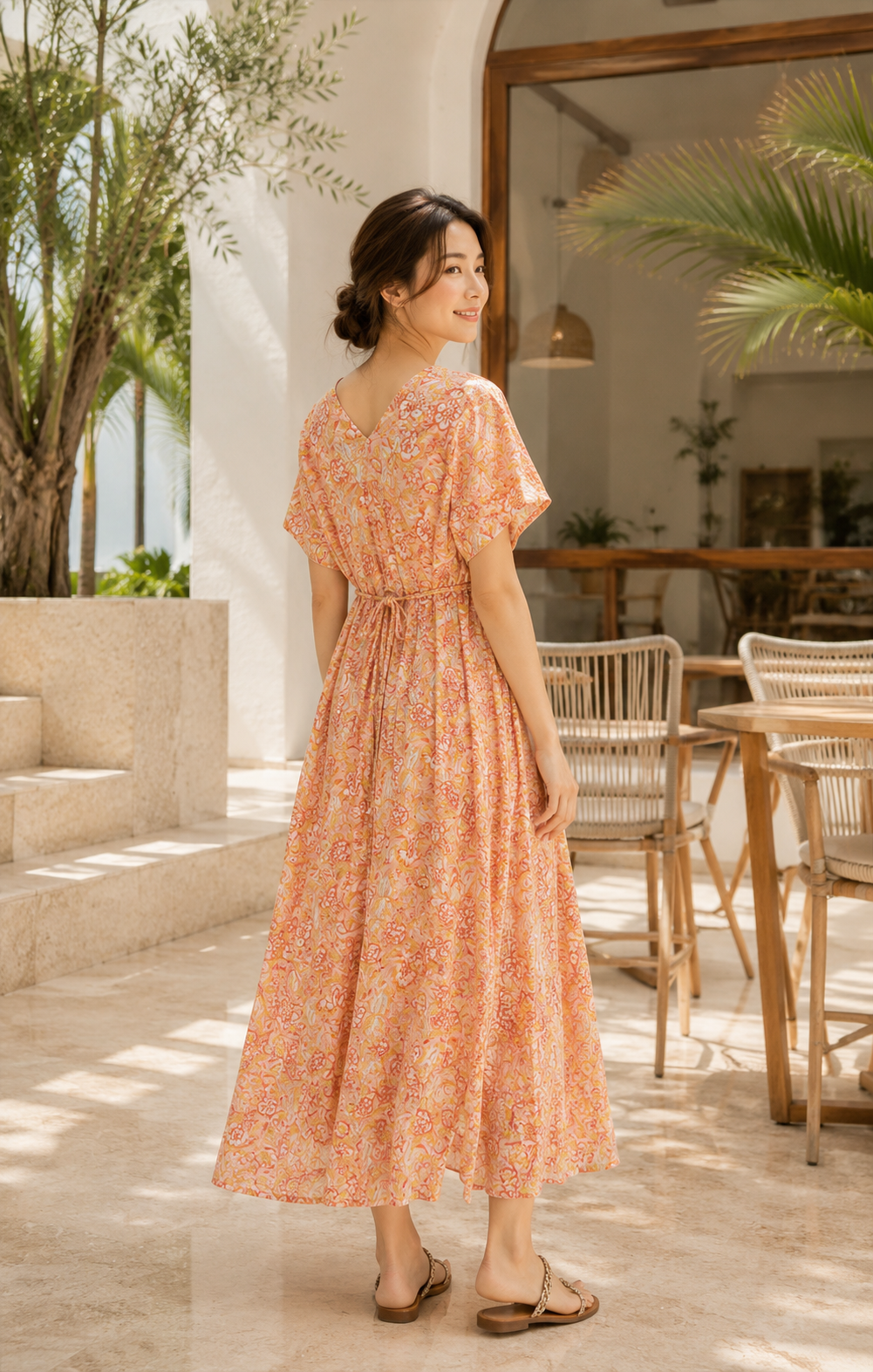 The Ribbon Back Dress — Block-Print Cotton Maxi